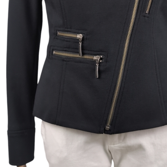 Bianca Nygard Zip Blazer size 6 zippered pockets & cuffs shoulder pads - Picture 5 of 8